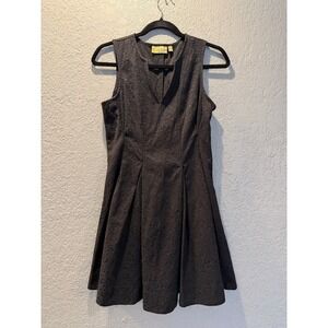 Princess Vera Wang Black Jacquard Fit Flare Dress Size 7 Sleeveless V Neck